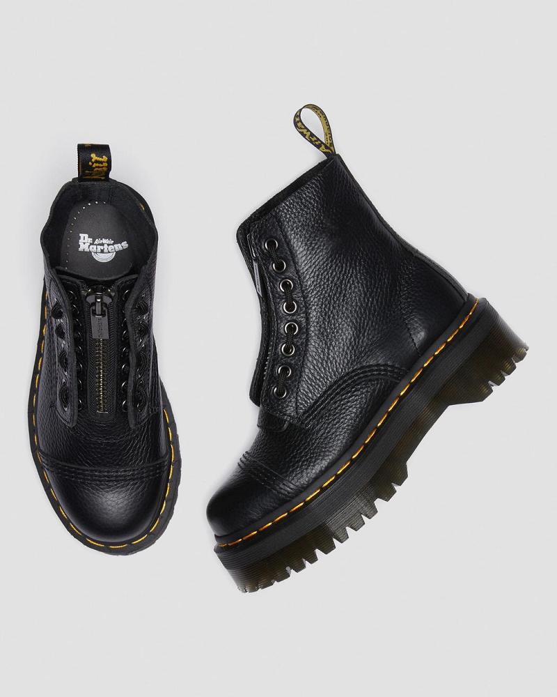 Dr Martens Sinclair Milled Nappa Læder Platform Støvler Dame Sort | DK 259FDN